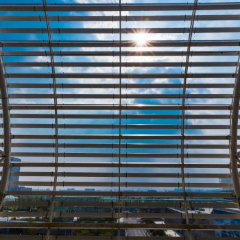 Cityscape Viewed Through Window in Shanghai,China.