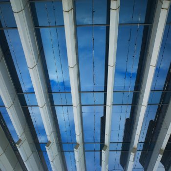 Futuristic concrete & glass architecture background