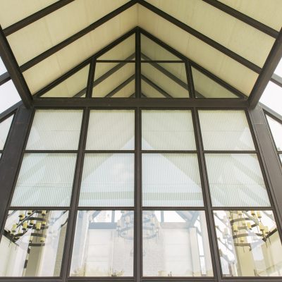Glass roof of modern office building.