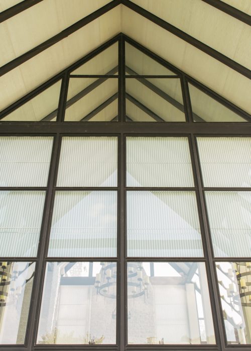 Glass roof of modern office building.